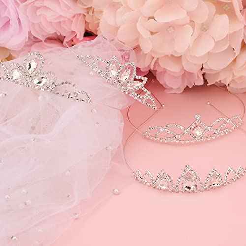CURASA 4 Pack Princess Crown for Girls Silver Crystal Tiara for Kids Crown for Girls Rhinestone Headband Birthday Crowns for Women Hair Jewelry for Birthday Wedding, Prom, Pageant