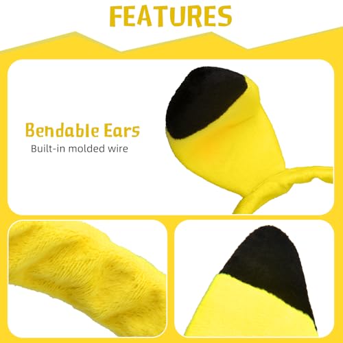 Yellow Cartoon Ears Headband Anime Cosplay Costume for Halloween Festival Theme Party