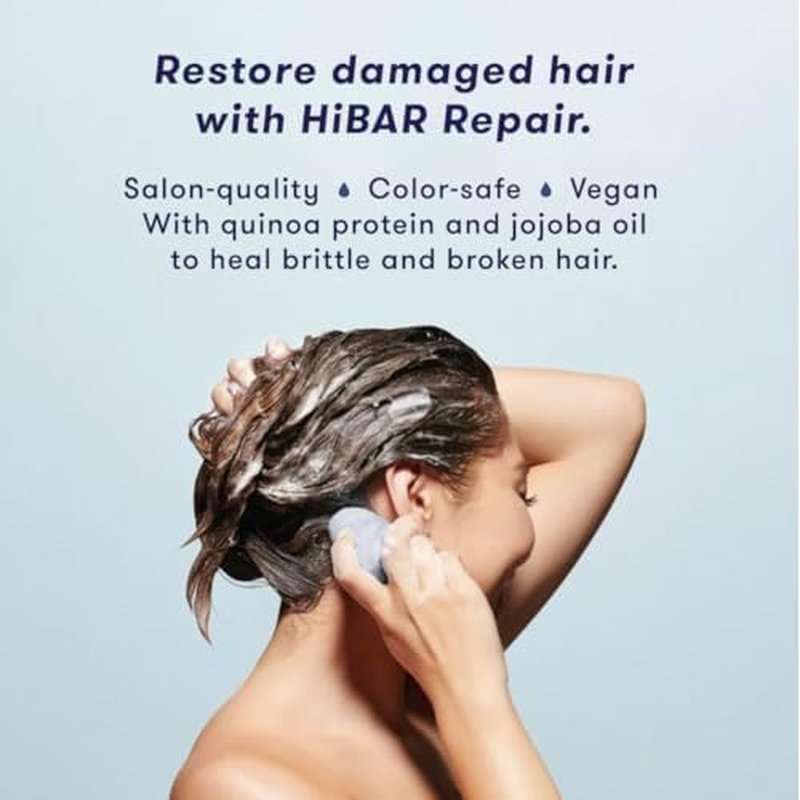 HiBAR - Repair Shampoo & Conditioner Set - For Damaged, Broken, Brittle Hair - Restore & Nourish - Quinoa Protein & Jojoba Oil - Plastic, Soap, Paraben & Sulfate-Free -Color Safe & Vegan -2 Solid Bars