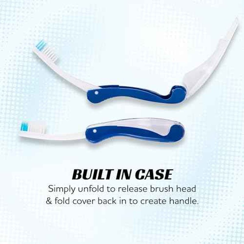 Lingito Travel Toothbrushes - Medium, Mini with Cover, Camping, Folding Travel Size, Adults Kit (4 Pack)