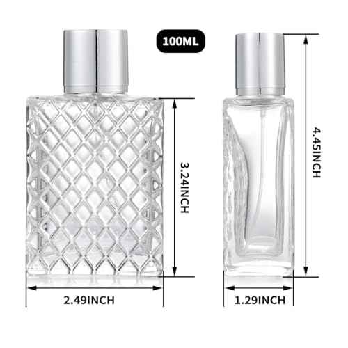 2Pcs 100ml 3.4 oz Refillable Spray Perfume Bottles large cosmetic Fine Mist Atomizer Empty Portable Clear Glass Essential Oil Container for Travel