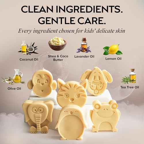 ZAAINA Kids Soap Bar (Set of 6) ? Unique Natural Animal Shaped Soaps for Children ? Gentle Bath Soap for Sensitive Skin ? Fun Gift for Kids ? Birthday, Bath Time ? Handmade in USA