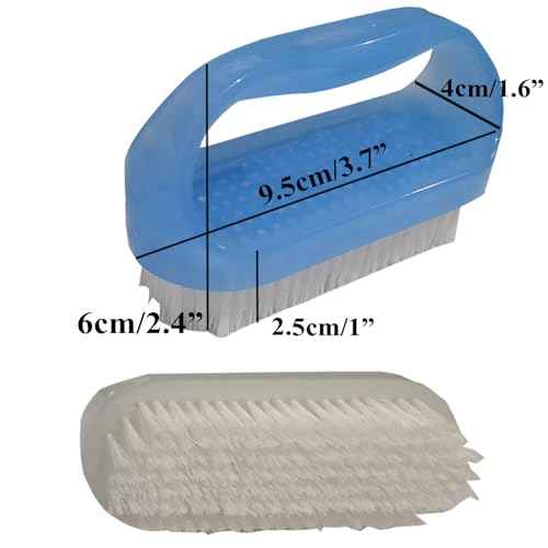 Coralpearl Nail Brushes X 2 for Cleaning Hand Finger Foot Toe with Cuticle Remover, Small Scrubber Cleaner with Handle, Soft Scrub Set for Fingernail Manicure, Toenail Pedicure, Gardener, Mechanic
