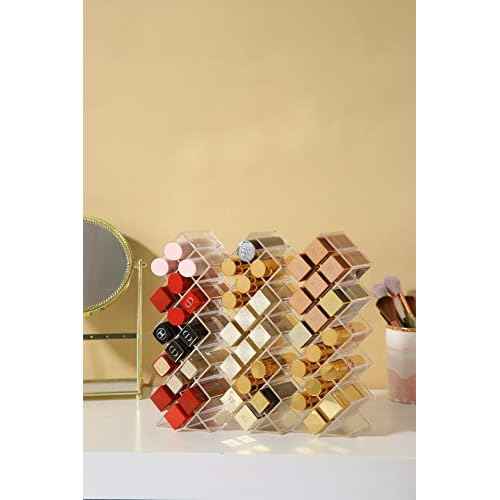 Lipstick Holder Organizer 16 Spaces Acrylic Stackable Fish Shape Lipstick Tower, Lip Gloss Storage Stand, Perfect for Lipgloss Organizers Makeup Vanity Display, Clear (1 Pack)