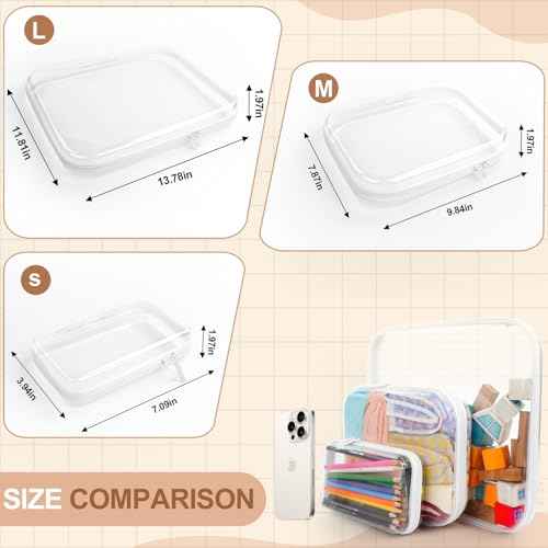 3pcs Clear Hard Shell Zipper Case, Transparent Hard Plastic Zipper Pouches, Portable Travel Organizer, Clear Toiletry Bag, Craft and Arts Organizer, Toy Storage Bins, Stackable Hard Side Plastic Case
