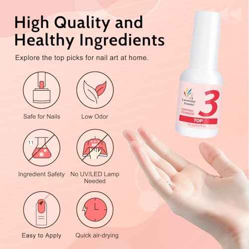Lavender Violets Dip Powder Liquid Set with Activator, Base Top Coat and Brush Saver 0.5oz/Bot Nail File Necessary Tools for Dipping Powder Acrylic Manicure Pedicure J775