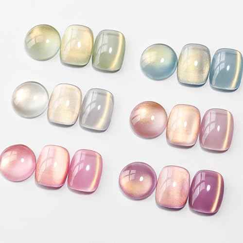 MIZHSE Cat Eye Gel Nail Polish Set, 6 Colors Dawn Ceramic Magnetic Gel Polish with Magnet Stick, Trendy Salon French Nail Polish Kit DIY at Home Gift Set for Women