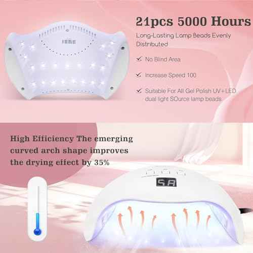 Gel UV LED Nail Polish Lamp, LKE Nail Dryer 40W LED Light with 3 Timers Professional for Nail Art Tools Accessories White