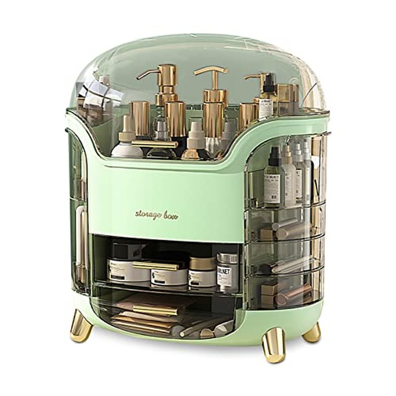 Ergocar Portable Light Luxury Series Multi-Function Lipstick, Make Up Box Dustproof Cosmetics Skin Care Products Storage, Jewelry Organizer Case - Green