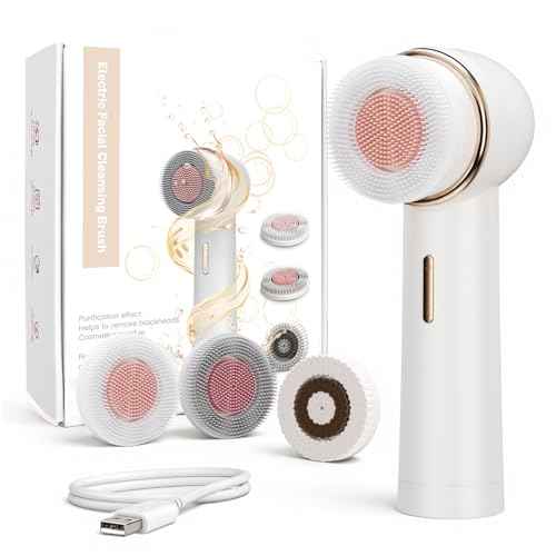 Bidirectional Rotation Facial Cleansing Brush for Women,Rechargeable Waterproof Face Exfoliator Brush for Deep Cleansing,Women Mom Her Christmas Gifts/Stocking Stuffer? White