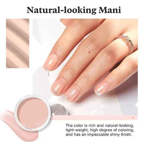 AZUREBEAUTY Translucent Dip Powder - Nail Bed Color 2Oz/56g, Sheer Nude Semi-transparent Clear Soft Peach Pink Dipping Powder Crystal Natural Nail Art Starter Manicure Salon DIY Home for Starter Gift