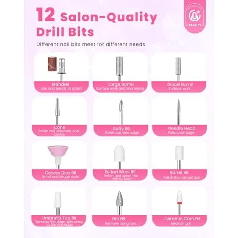 CozyZen Cordless Electric Nail Drill, 45000 RPM Rechargeable Diamond E-File, Portable & Low Noise for Acrylic/Gel Nails, Manicure & Pedicure - Professional & Home Use