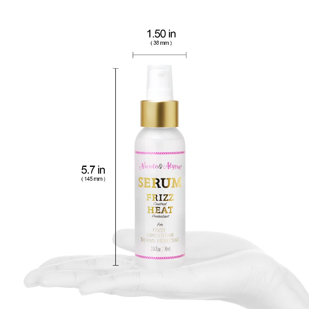 Nicole & Alyssa Hair Serum for Frizzy, Dry, Damaged Hair – Anti-Frizz Treatment, Heat Protectant, Hair Straightening & Smoothing Oil for Intense Shine, 3.04 fl oz