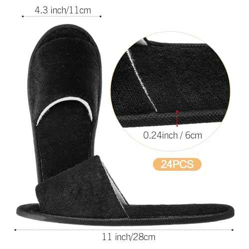 12 Pairs House Slippers for Guests Disposable Open Toe Spa Slippers Unisex Travel Slipper Bulk for Halloween Christmas Wedding Party