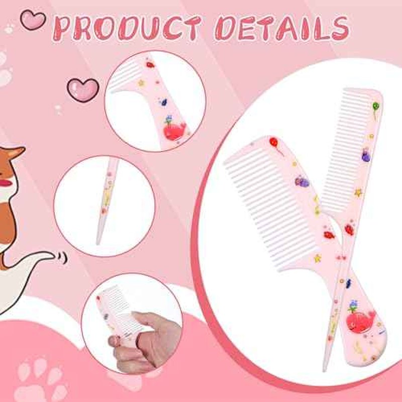 Giantree 4Pcs Baby Hair Comb, Kids Hair Brush Set for Girls Boys, Cute Hairs Comb Set Toddler Hairs Comb, Mini Comb Rat Tail Hairs Styling for Toddler Child's Hair Travel Style A)
