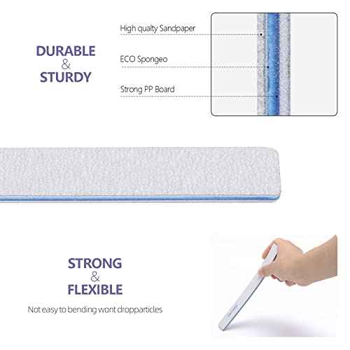 BTYMS 80/80 Grit Nail File - Professional Double-Sided Coarse Emery Boards for Shaping Acrylic & Gel Nails