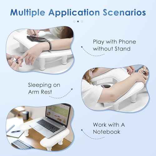Manicure Arm Rest for Nails Tech: U-shaped Adjustable Nail Armrest - White PU Leather Hand Stand Rest for Manicurists