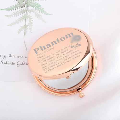 UJIMS Opera Drama Lover Gift Phantom Mask and Rose Compact Mirror Musicals Phantom Gift for Fans (Phantom Mirror)