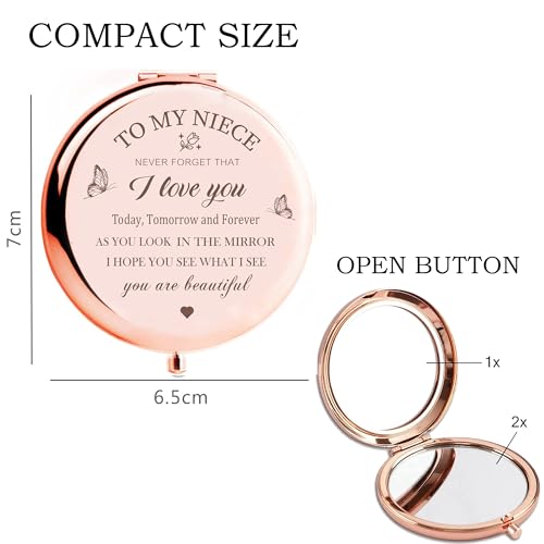 Niece Compact Mirror - Makeup Mirror Gifts for Niece from Aunt, Birthday & Christmas