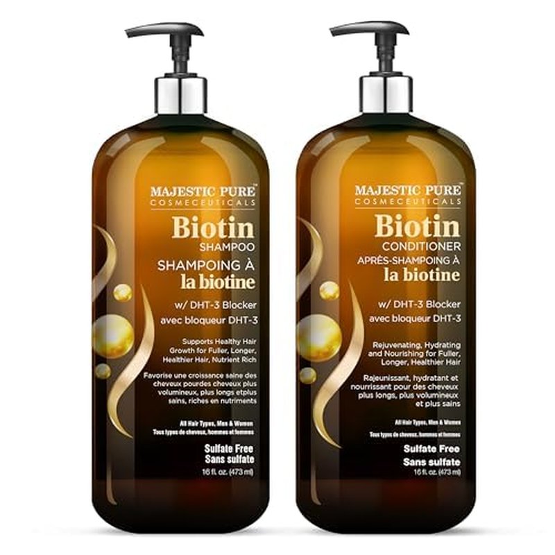 Biotin Shampoo and Conditioner Set - DHT Blocker Complex for Healthy Hair | 16 fl oz Each, Sulfate Free