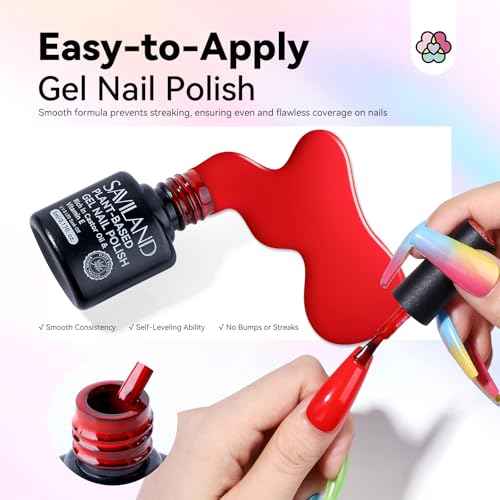 SAVILAND 49 Colors Gel Nail Polish Set: 53 PCS All Season Gel Nail Polish Christmas Sheer Glitter Solid Charm Colors with Base Gel Glossy Matte Top Manicure Gel Nail Polish Set Gift for Nail Art