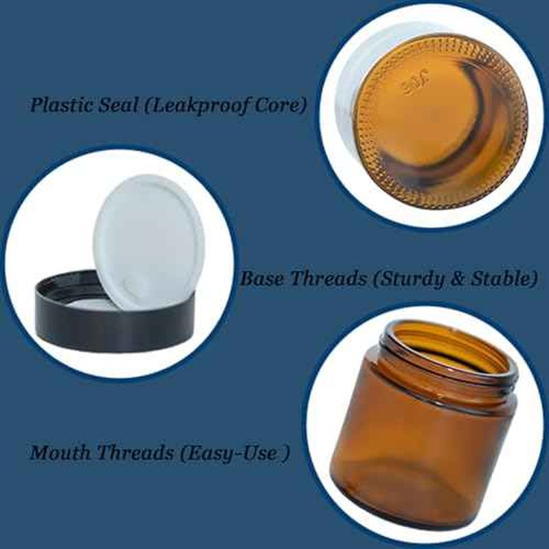 4Oz Amber Small Glass Jars with Lids, 3Pack Lotion Container, Cosmetic Containers, Little Travel Jars for Creams with Mini Spoon