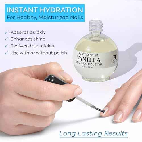 Ellie Chase Moisturizing Cuticle & Nail Care Oil 2.3 Fl Oz - Vanilla Scented ? Infused with Jojoba Oil, Aloe, Vitamin E ? Nail & Cuticle Hydration, Repair, Moisturizer, Strengthener, Growth