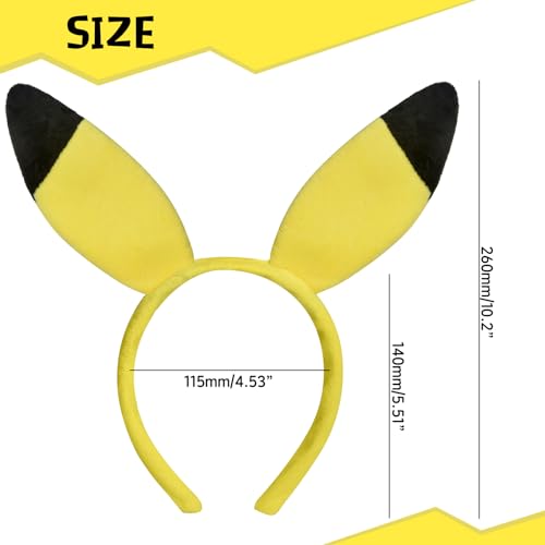 Yellow Cartoon Ears Headband Anime Cosplay Costume for Halloween Festival Theme Party