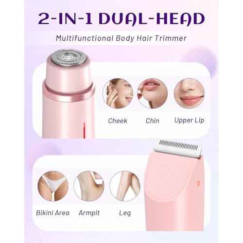 Dermawave Bikini Shaver Trimmer 2.0 for Women Pubic Hair, 2 in 1 Dual Head Painless Electric Razor for Bikini Line Area, Waterproof