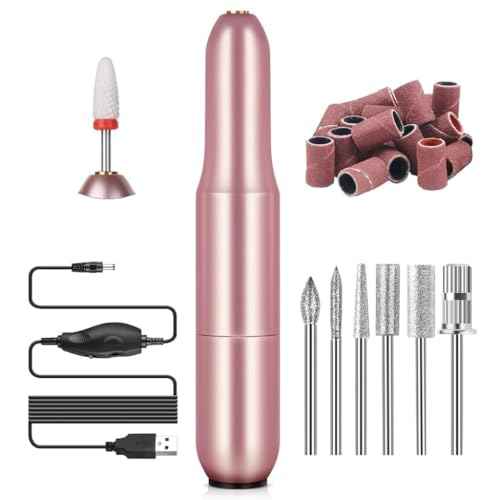 SAVILAND Electric Nail Drill: 2025 Electric Nail File Rose Efile Nail Drill Professional Manicure with 6PCS Nail Drill Bits Portable Nail File & Salon Use Manicure Pedicure at Home