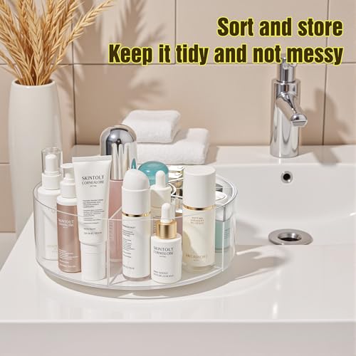 Lonian 360¡Æ Rotating Makeup Organizer, Adjustable Acrylic Cosmetic Storage, Cosmetic Organisers and Spinning Makeup Stand for Beauty Skincare