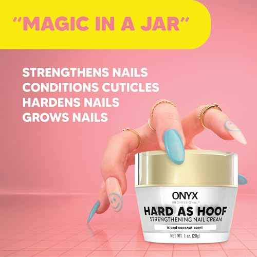 Onyx Professional Hard as Hoof Nail Strengthening Cream, Coconut Scent - Nail Growth and Conditioning Cuticle Cream Stops Splits, Chips, Cracks & Strengthens Nails, 1 oz