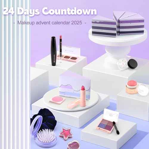Color Nymph Makeup Advent Calendar 2025, 24 Days Advent Calendar Mystery Box for Christmas, Makeup Gift Sets - Xmas Beauty Countdown Calendar Cosmetics Kit for Women Girls Teens Daughters #Purple
