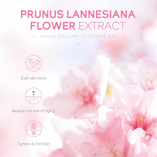 LAIKOU Sakura Skincare Set for Teen Girls, Complete 34PCS Face Care Kit, Christmas Pamper Gift Set for Women & Teenage Girls, Hydrating & Nourishing Travel-Friendly Daily Facial Skincare Routine