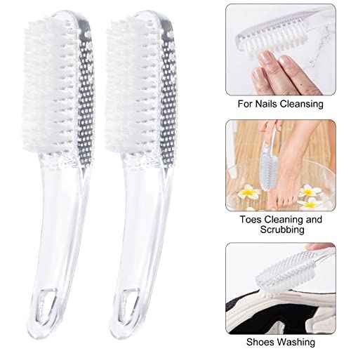 2 Pcs Handle Grip Nail Brushes for Cleaning, Long Handle Fingernail Cleaner, Hand Nail Toes Cleaning and Scrubbing Brushes, Pedicure Nail Scrubber Non-Slip for Men and Women, Clear