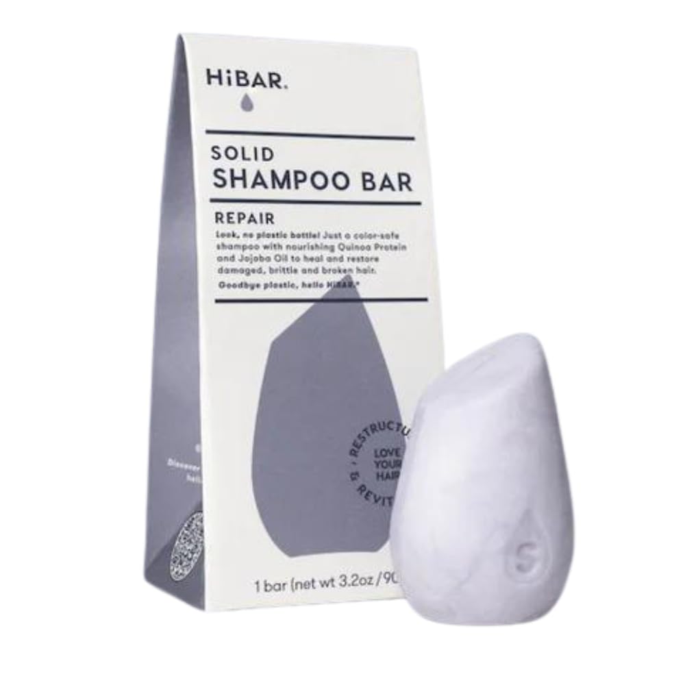 Repair Shampoo Bar for Damaged Hair | Nourishing Quinoa Protein & Jojoba Oil | Plastic-Free, Vegan, Color Safe - 1 Solid Bar