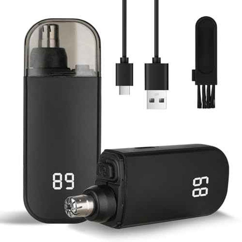 Portable Nose and Ear Trimmer Clipper for Men Women,2025 Professional LED Dsiplay Nose Hair Trimmer with Powerful Motor and Dual-Edge Blades for Smoother Cutting Mini Travel Size (Black)