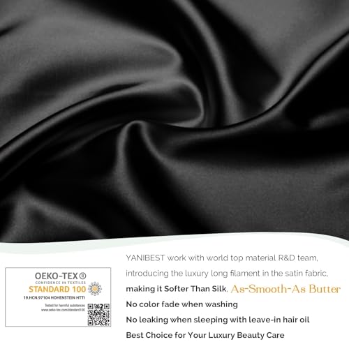 YANIBEST Long Bonnet Satin Bonnet for Sleeping Braid Bonnet with Tie Band Silk Sleep Bonnet for Women Locs Black
