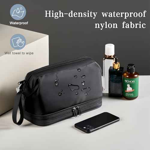 Large Travel Toiletry Bag for men women,Makeup Organizer Bag, Dopp Kit,Waterproof Hanging Cosmetic Bag for Toiletries Accessories(Black)