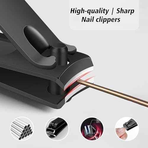 Cool Manicure Set for Men, Nail Clipper Grooming Kit for Teen Boy, Boyfriend, Husband, Dad, Small Gift Idea for Christmas Stocking Stuffers or Birthday Gift (Black)