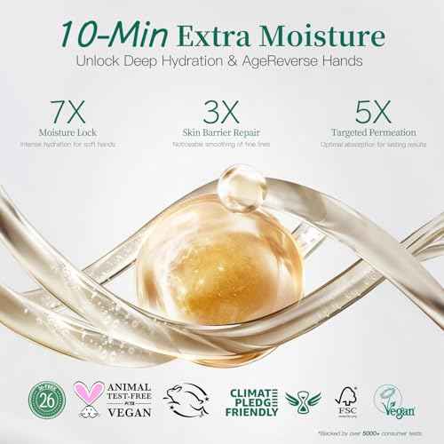 Apuree Anti Aging Hand Mask Gloves: 10-Minute Repair& Extra Moisture (5*30g)| for Severely Dry & Cracked Hands | Luxury Home SPA & 7 Peptides Collagen| All Skin Types| Vegan & Cruelty Free| Gift Set
