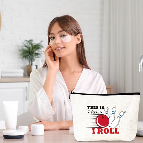 Bowling Gifts for Women - 6Pcs Bowling Accessories Makeup Cosmetic Bag Purse Pouch with Zipper, Ball Sports Gifts for Girls Sisters Besties Friends