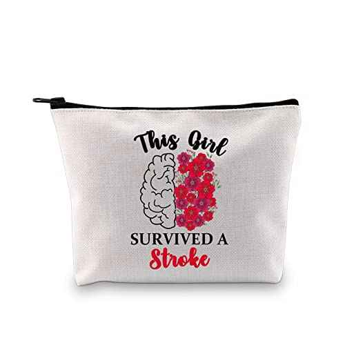 G2TUP Stoke Awareness Gift This Girl Survived A Stroke Makeup Bag Stroke Survivor Cosmetic Bag Stroke Warrior Gift Zipper Travel Bag (Survived A Stroke MB)