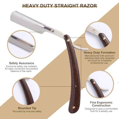 Beard Brush and Comb Set for Men - Straight Edge Razor and Shaving Scissors, Natural Boar Bristle, Dual Action Wood Comb, Travel Pouch - Great for Grooming Beards and Mustaches