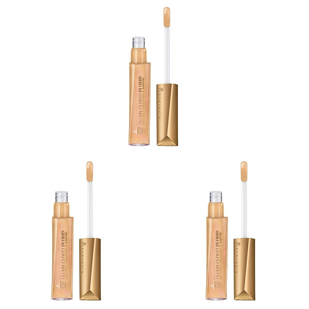 Rimmel Stay Plumped Lip Gloss, 801 Angel Shimmer, Pack of 3