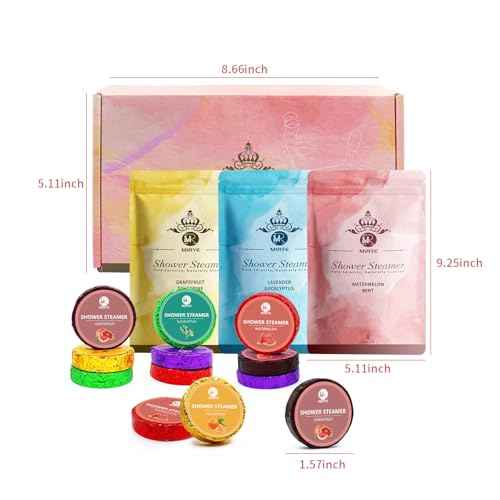 Shower Steamers Aromatherapy, 24-Pack Shower Bombs Birthday Gifts for Women, Christmas Stocking Stuffers Gifts with Eucalyptus Mint Lavender Watermelon Grapefruit Tangerine Essential Oils