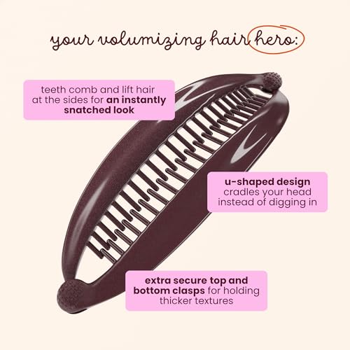 Cobana Banana Clip Hair Clips - Volumizing Hair Claw Clips & Hair Styling Accessories for Thick & Thin Hair - Large 6'' Set of 2 (Black and Brown)