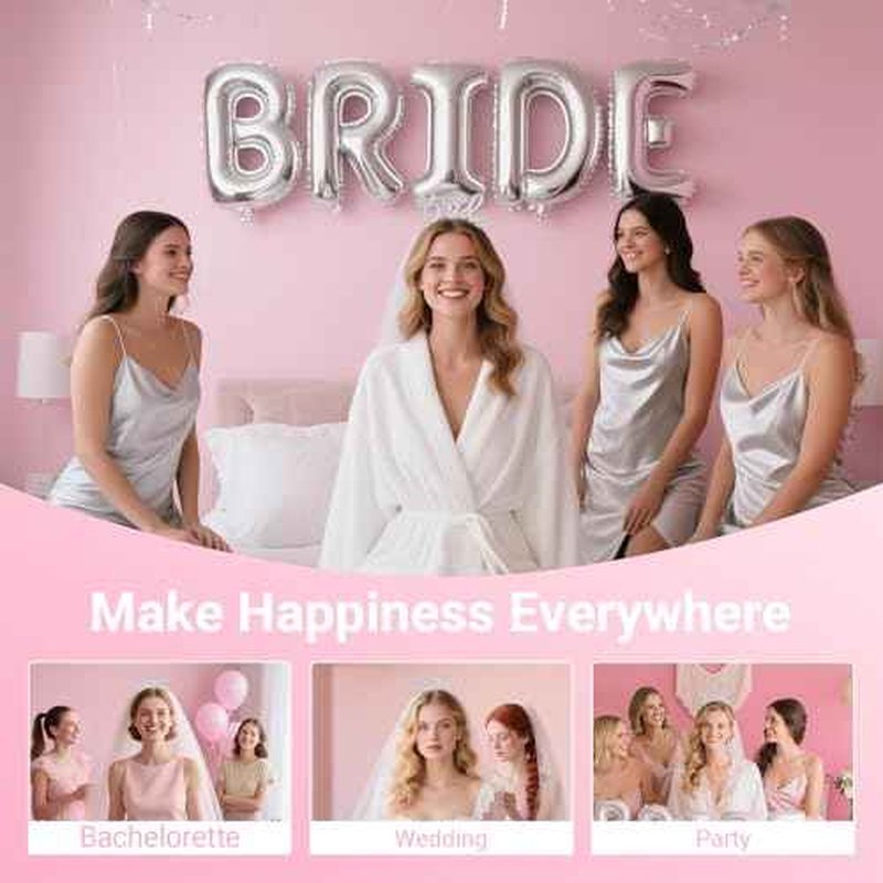 3Pcs Bride to Be Headband with Sash and Veil for Bachelorette Party Decorations, Bridal Shower Accessories for Gift, Favors - Silver