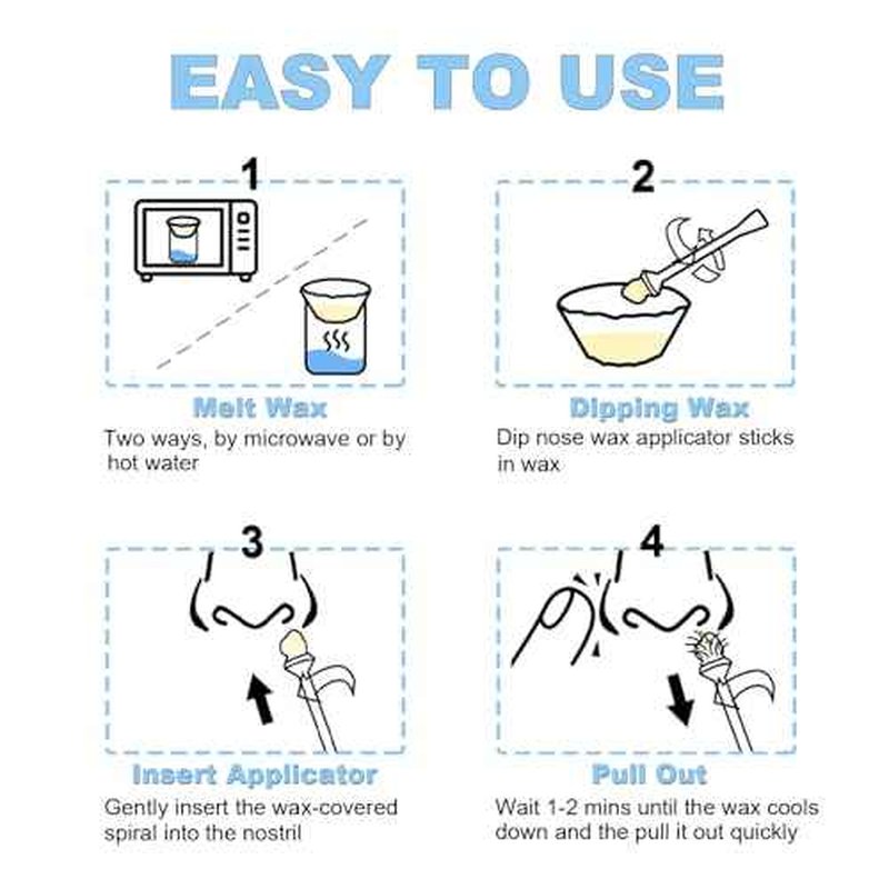 100Pcs Nose Wax Sticks Applicator with Disposable Spatulas for Nostril Cleaning Ear Face Eyebrow Mustache Hair Removal for Men Women, Painless, with Delicate Packing Box for Gift, BlueZOO