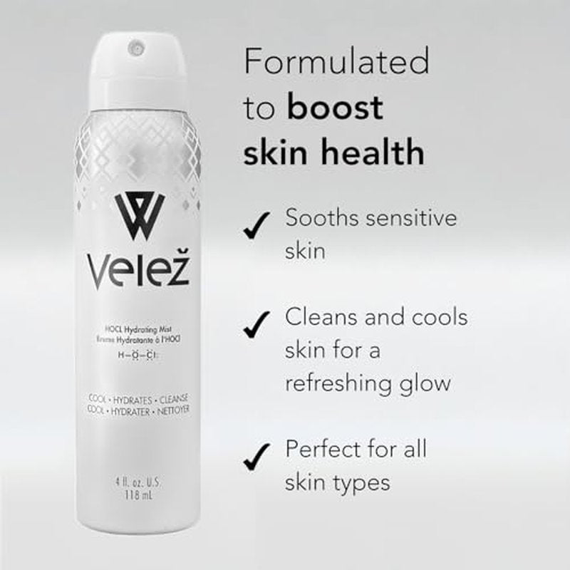 Vele? HOCL Hydrating Face Mist, Gentle Facial Spray, Versatile Fusion of Hypochlorous Acid + Pure Water, Refreshes, Soothes & Cleans The Skin, 4 Fl Oz